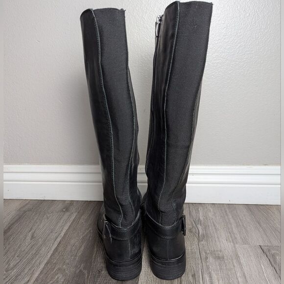 Vince Camuto Valero Black Leather Knee High Strap Riding Boots Womens 7.5 - Picture 5 of 7